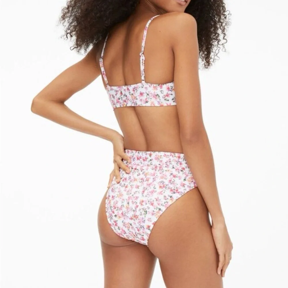 Women’s Aeropostale Ditsy Floral Bikini Cutout High Waisted Scoop Neck Small - Picture 2 of 16